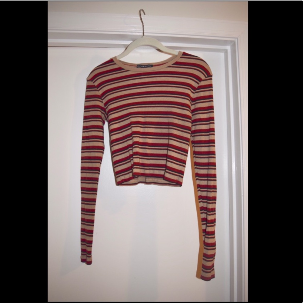red tan black strip brandy melville long crop top